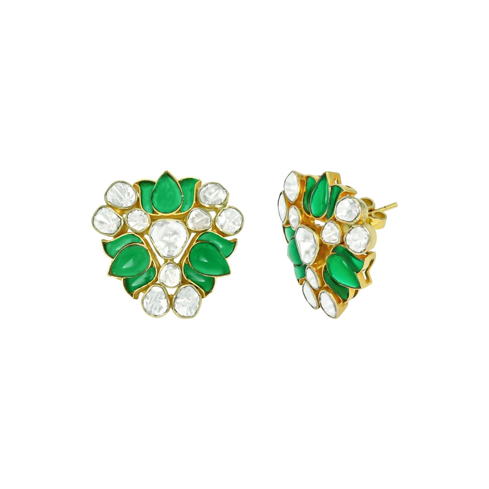 Floral Polki Earrings with Talaf Accents